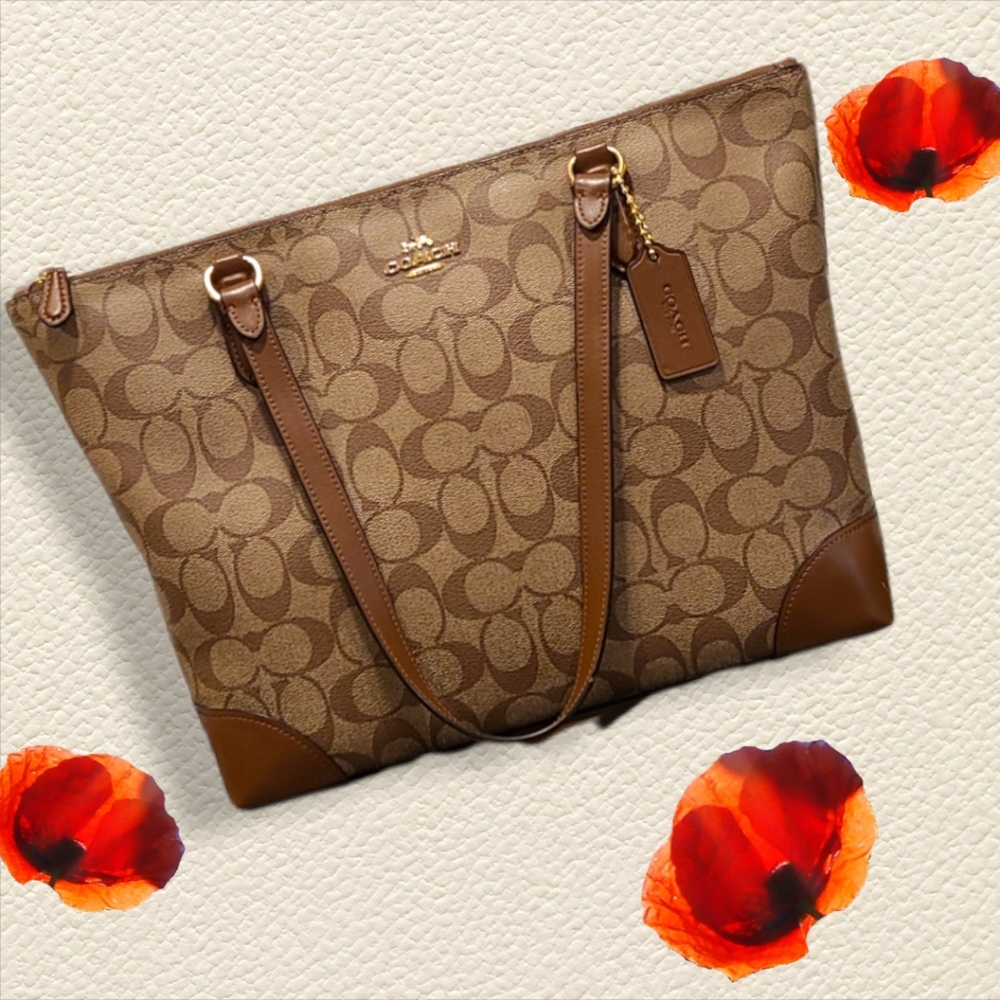 Coach Signature Coated Canvas Tote Handbag